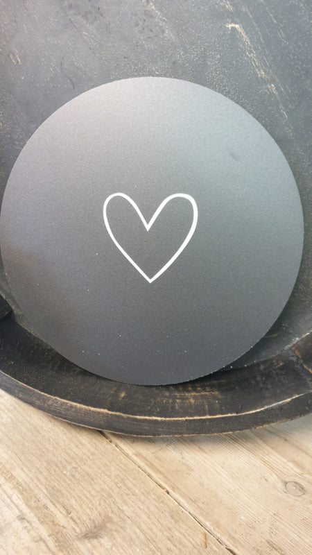 muurcirkel  zwart met hartje 30 cm